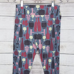 Canah Leggings Wine Bottles Grapes 14-22